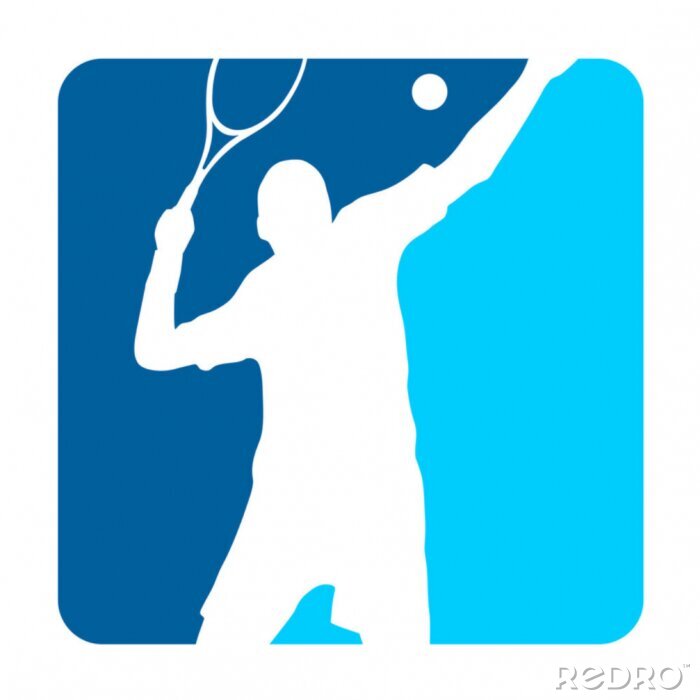 Poster Tennisspieler auf blauem Hintergrund