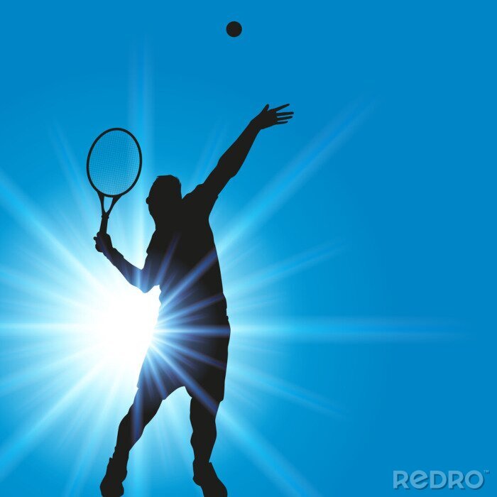 Poster Tennisspieler auf einem Hintergrund von Himmel