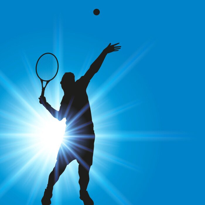 Poster Tennisspieler auf einem Hintergrund von Himmel