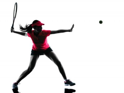 Poster Tennisspielerin während des Spiels