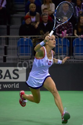 Poster Tennisspielerin während eines Matches