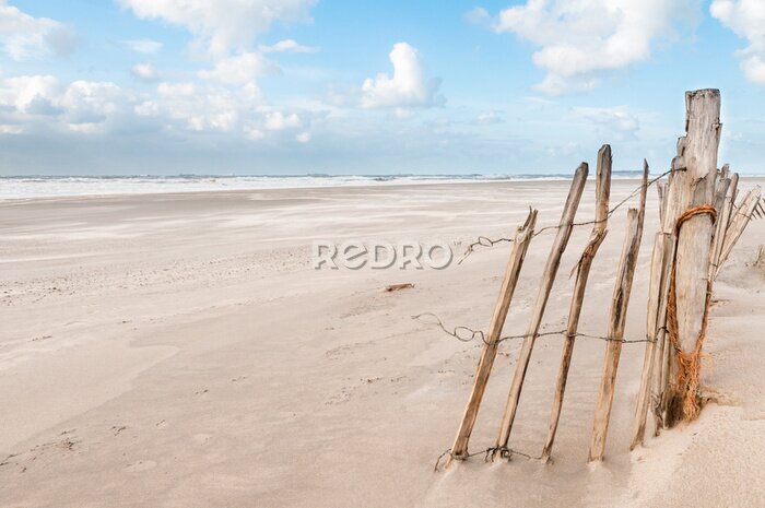 Poster The beach at the Maasvlakte near Rotterdam in the Netherlands on a windy but sunny day