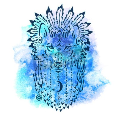 Poster Tier blauer Wolf