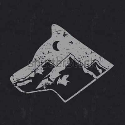 Poster Tier Grauwolf und Berge