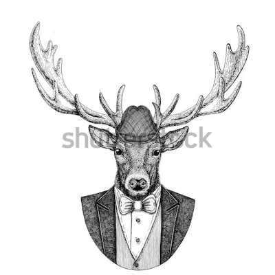 Poster Tier Vintage-Hirsch