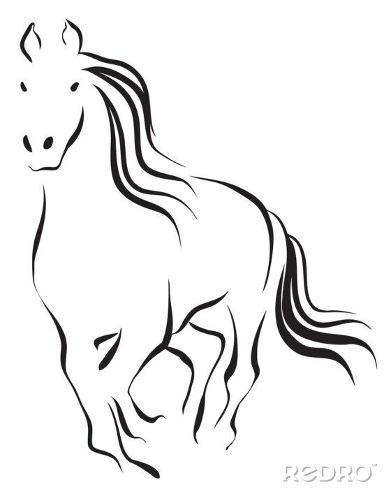 Poster Tiere Pferd Line Art Grafik