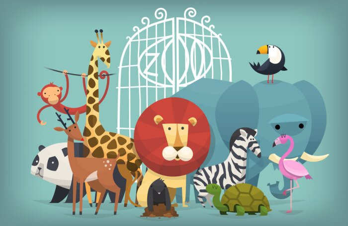 Poster Tiere vor dem Zootor