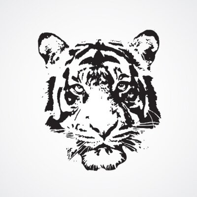 Tiger Kopfporträt schwarz-weiß
