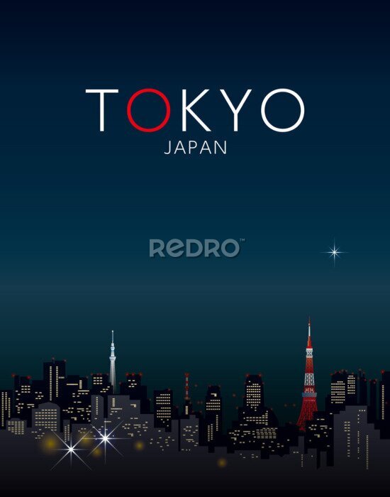 Poster Tokio bei Nacht in der Abbildung