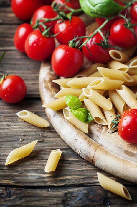 Poster Tomaten Nudeln und Kräuter