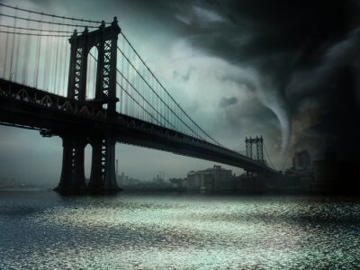 Poster Tornado über einer Brücke in New York City