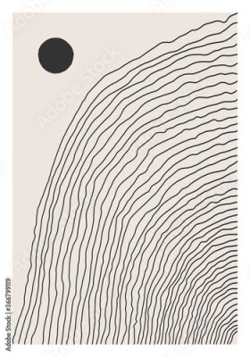 Poster Trendy abstract creative minimalist artistic hand drawn line art composition