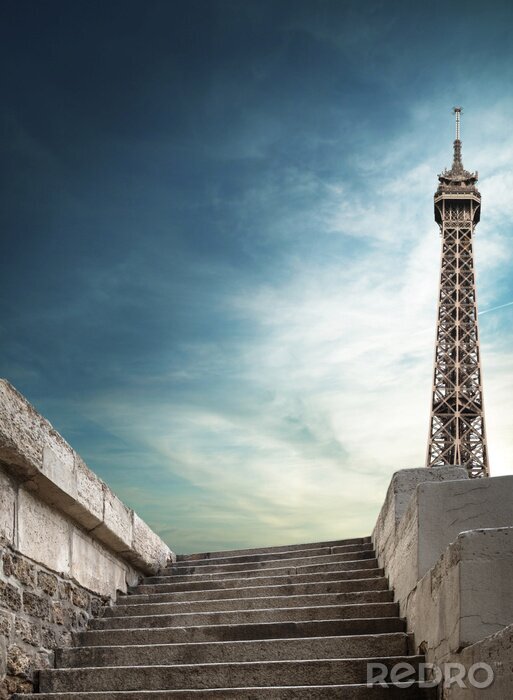 Poster Treppe zum Eiffelturm