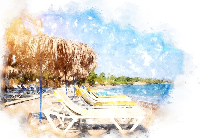 Poster Tropische Abbildung am Strand