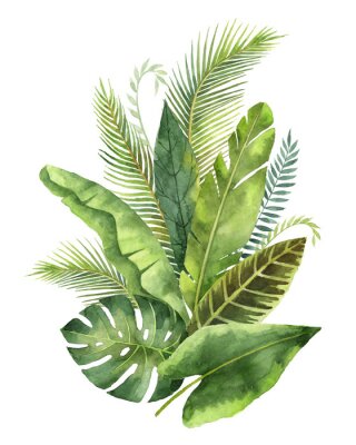 Tropische Blätter bilden eine künstlerische Komposition