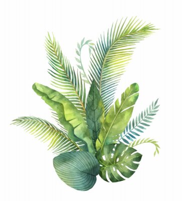Poster Tropische Blätter Komposition Strauß