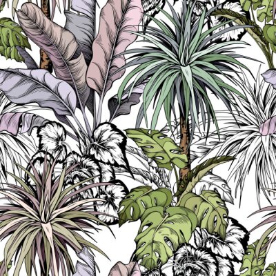 Tropische Blätter und Palmen