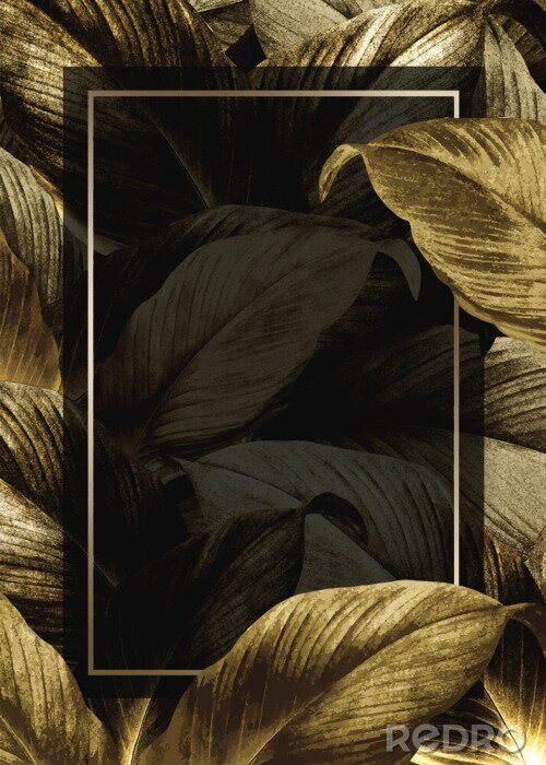 Poster Tropische goldene Dschungelblätter