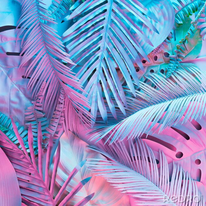 Poster Tropische Neon-Palmen