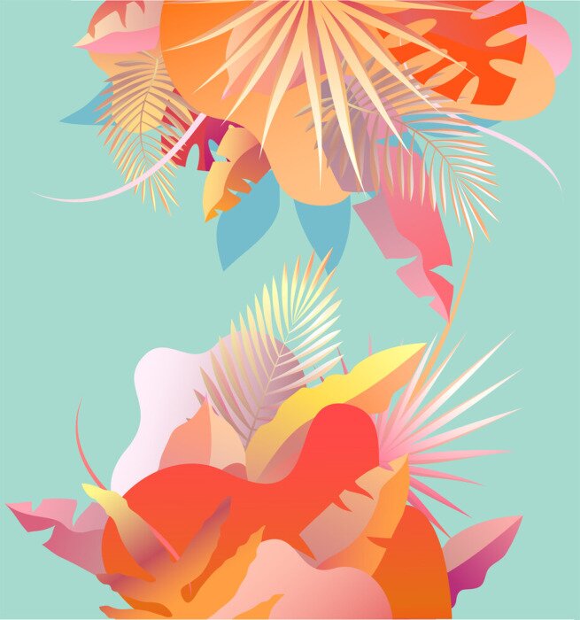 Poster Tropische Pflanzen in leuchtenden beeindruckenden Farben