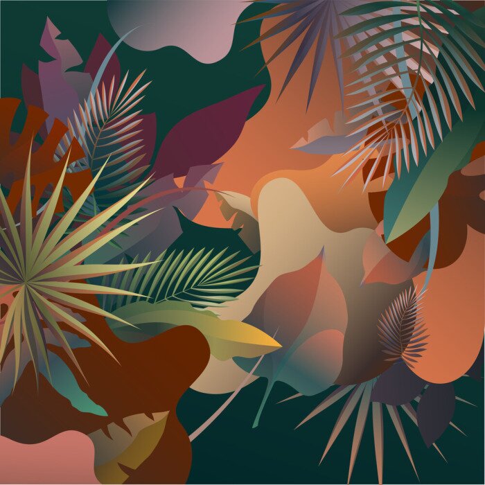 Poster Tropische Pflanzen moderne kontrastierende Grafik