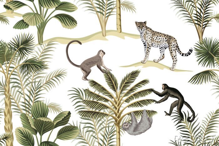 Poster Tropische Tiere und exotische Vegetation
