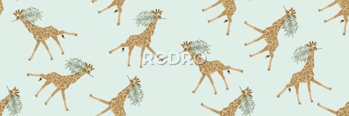 Poster Tropische Tiere und Palmenblätter