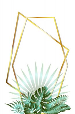 Poster Tropischer Blumenstrauß in goldenem Rahmen