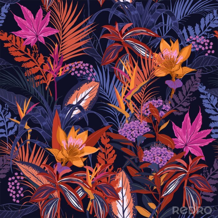 Poster Tropisches buntes Gestrüpp