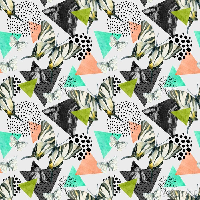 Poster Tropisches Muster mit Schmetterlingen