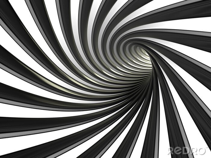 Poster Tunnel schwarz-weiß hypnotisierend