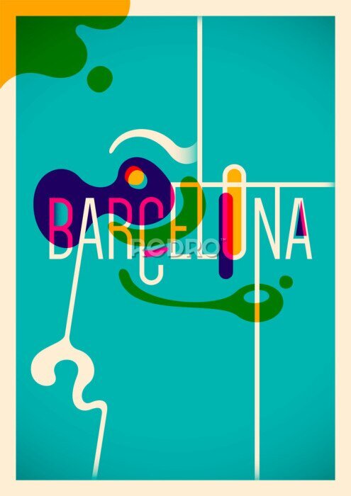 Poster Typografie Barcelona im modernen Stil