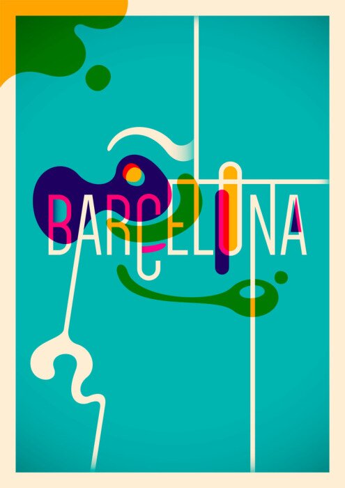 Poster Typografie Barcelona im modernen Stil