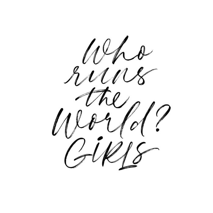 Poster Typografische Aufschrift über Frauen