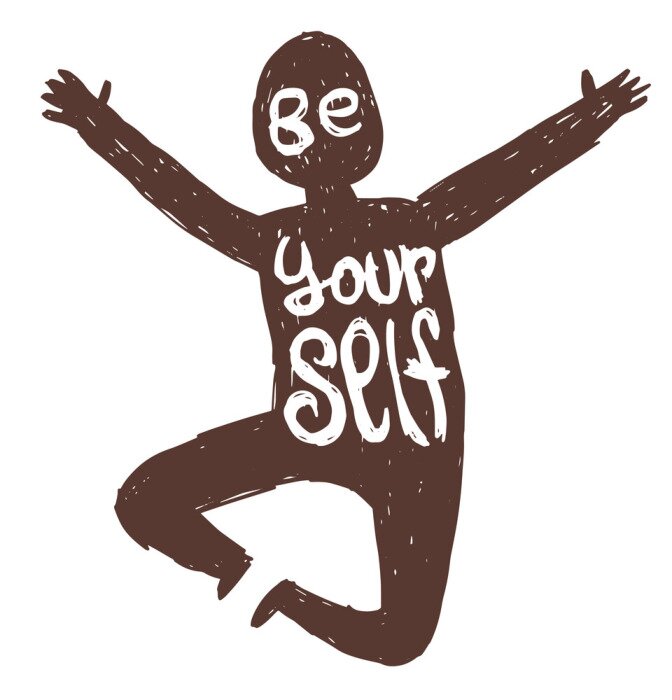 Poster Typografische Illustration mit einem fröhlichen Mann