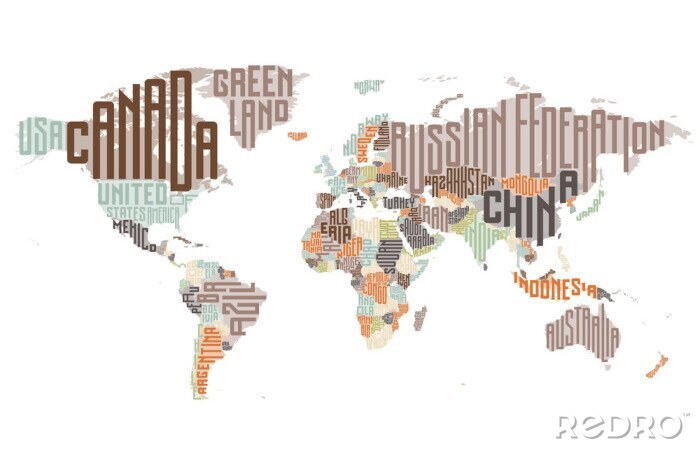 Poster Typografische Weltkarte