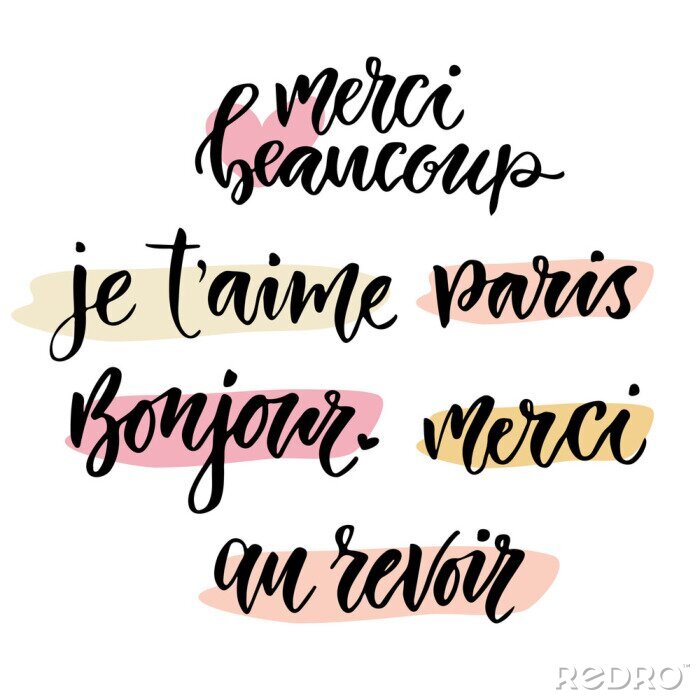 Poster Typografische Wörter auf Französisch