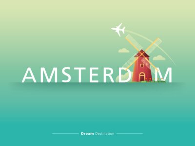 Poster Typografisches Amsterdam in der Illustration