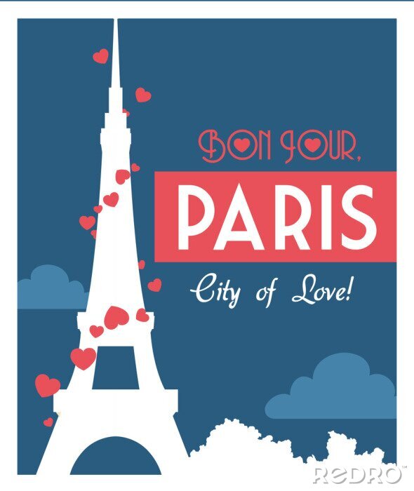 Poster Typografisches Paris mit Sehenswürdigkeiten