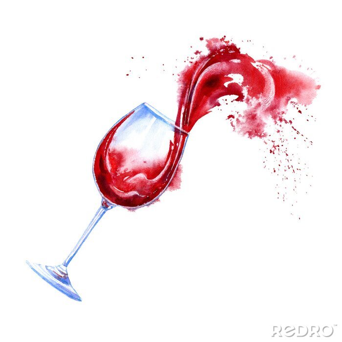 Poster Überlaufender Wein Zeichnung mit Aquarellfarben