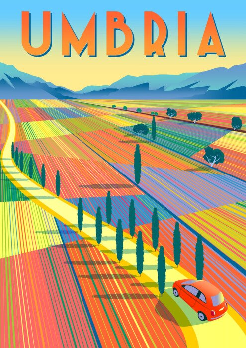 Poster Umbrien Schwester der Toskana