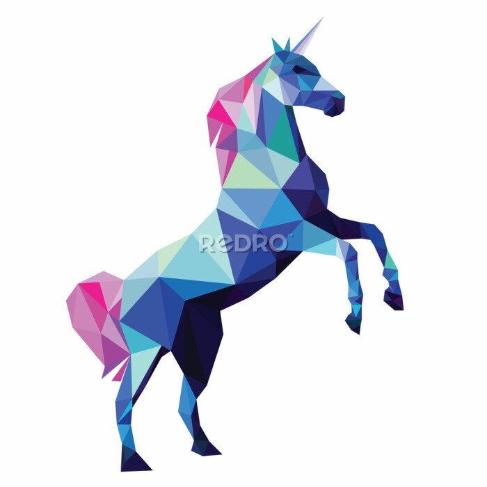Poster Unicorn low poly design vector illustration isolated on white background