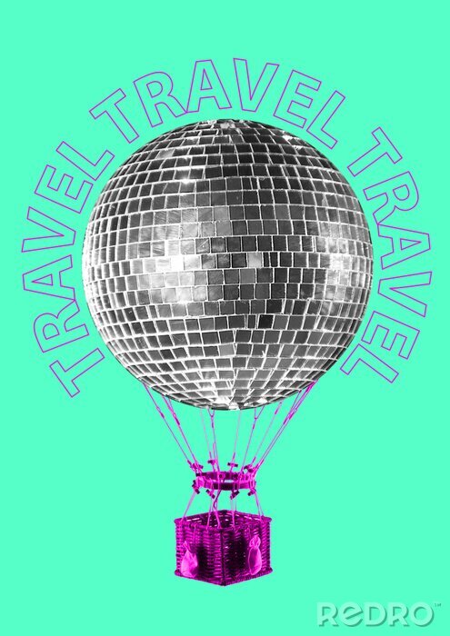 Poster Uniquer Ballon mit Discokugel