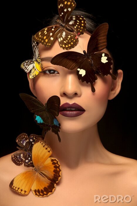 Poster Uniques Make-up mit Schmetterlingen