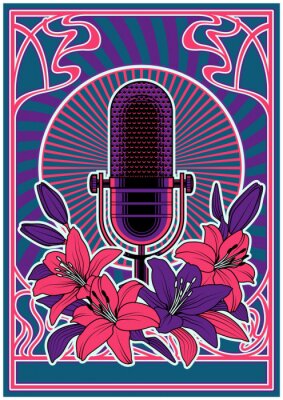 Poster Uniques Muster mit Mikrofon Retro