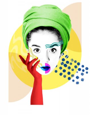 Poster Uniques Porträt eines Mädchens mit Turban