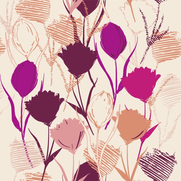 Poster Unscharfe Linien bilden bunte Tulpen