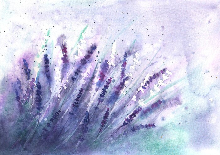 Poster Unscharfer Lavendel auf pastellfarbenem Hintergrund