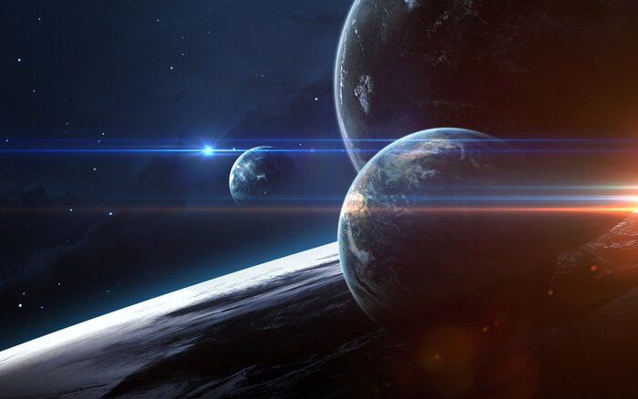 Poster Unser Planet Erde schwebt im Universum