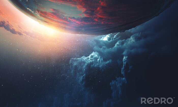 Poster Unser Planet Erde und märchenhafte Wolken